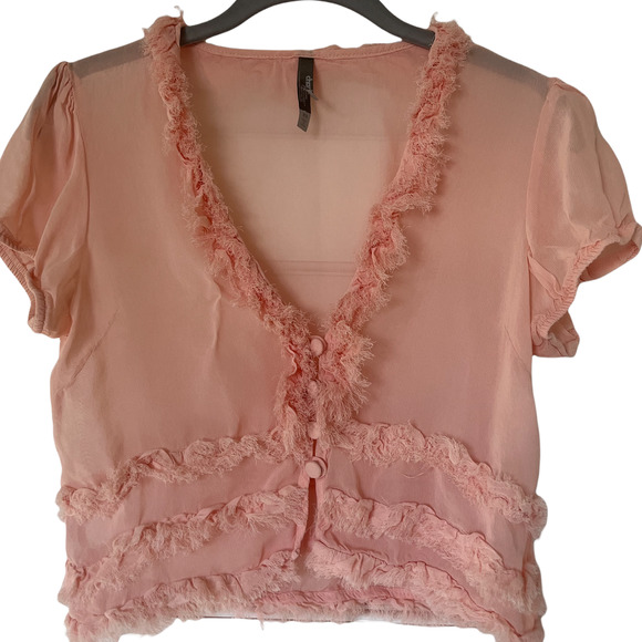 Charlotte Russe BOHO Crop Top Button Up - Picture 4 of 7